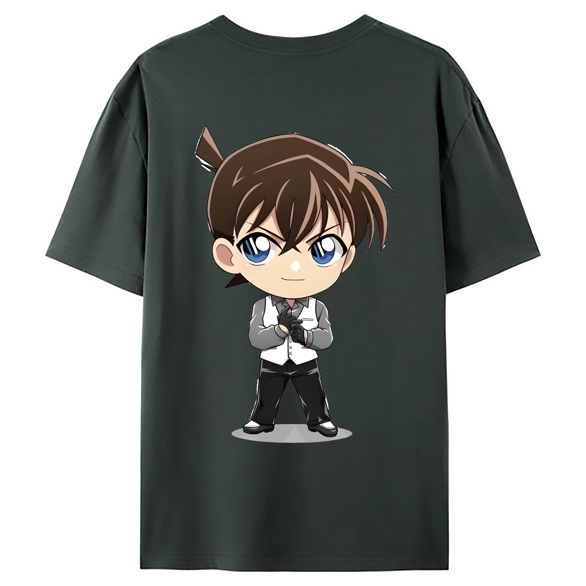（画像用） 名探偵コナン 江戸川 コナン Detective Conan Conan Edogawa 綿100％ メンズ半袖Tシャツ（バックプリント） 通気性